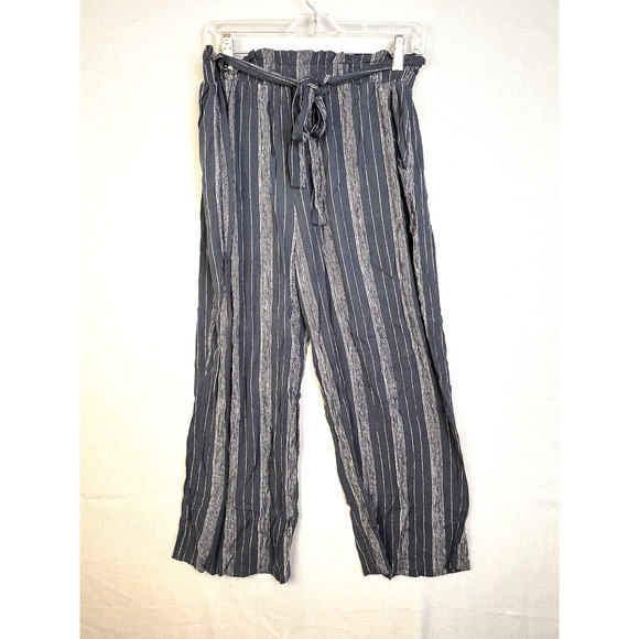 Remixmess Wide Leg Paperbag Pants Women's Small Blue / Gray Relaxed Fit Pull On - Picture 10 of 10